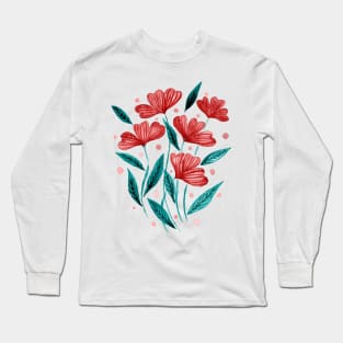 Cute florals - orange and green Long Sleeve T-Shirt